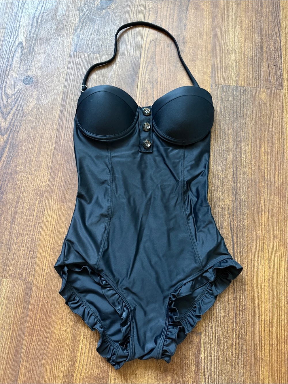 Victoria’s Secret Swimsuit LIKE NEW one-piece ruffle ruffles black XS